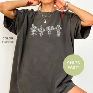 Flower Cottagecore Wildflowers Shirt, Botanical Shirt, Plant Lover Shirt, Plant Mom Shirt, Flowers Shirt for Women