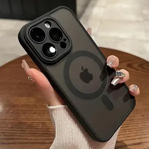 Luxury Matte Magsafe Wireless Charge phone cases For iPhone 11 12 13 14 15 16 Pro Max Plus Magnetic Clear Shockproof Bumper Cover