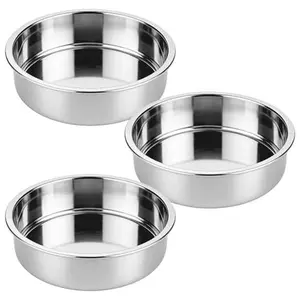 Set of 3 Stainless Steel Cake Pans 8 Inch Round Layer Cake Baking Pan Set, Non Toxic Bakeware, Stackable Cake Molds, Even Heating Baking Tins, Dishwasher Safe, Cheesecake Brownie Pizza Pan for Birthday Wedding Baking