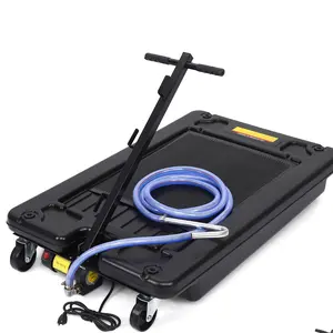 Low Profile Oil Drain Pan, 17/20 Gallon Electric Oil Drain Pan with Pump, Oil Change Pan with 110V Electric Pump, 8FT Hose & Folding Handle, Rolling Oil Drain Cart for Cars, Trucks, Buses, RVs