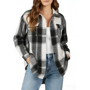 Women's Premium Plaid Shacket Soft Lightweight Breathable Button-Down Fall Winter Jacket S-2XL