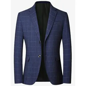 PlusSizeMen'sLightweightBusinessCasualBlazer-SolidColorPolyesterSuitJacketwithNotchLapel,MachineWashable,PerfectforSpringandAutumn