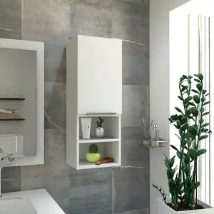 white 25 cupboards & cabinets Mila  Bathroom Cabinet, Two Internal Shelves, Two External Shelves, Single Door -White