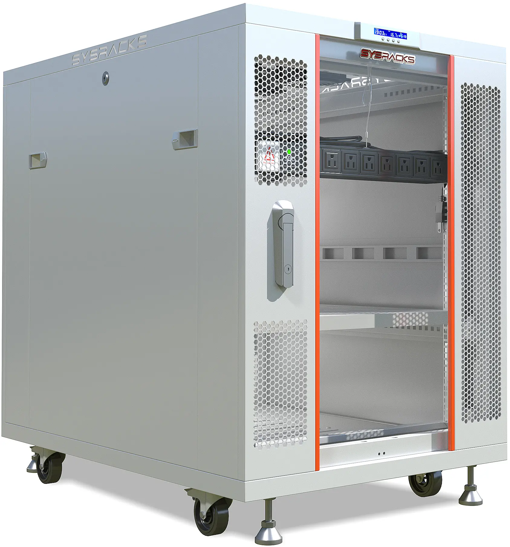 SYSRACKS 18U Floor Standing Gray Server Rack Cabinet with Locking for Electronics, Audio, Video, and Data Racks, 35-Inch Depth 18.6.9 G computer  led