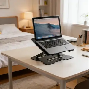 Adjustable Laptop Stand for Desk, Metal Foldable Laptop Riser Holder, Portable Desktop Book Stands, Ventilated Cooling Computer Notebook Stand Compatible with 10-17.3” Laptops