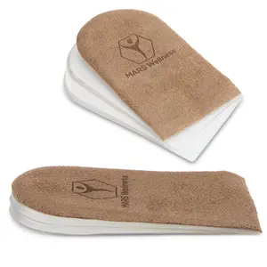 Mars Wellness Gel Heel Lift - 3 Layers, 1/8" per Layer, Adjustable Height - Soft Suede Top - 1 Pair
