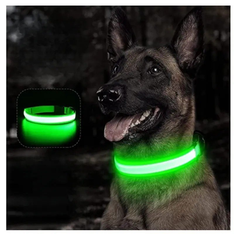 USB Rechargeable Luminous Collar Adjustable Led Glowing Dog Collar for Large Small Dogs Cat Night Light Collar Pet Safety Harnes USB Charging
