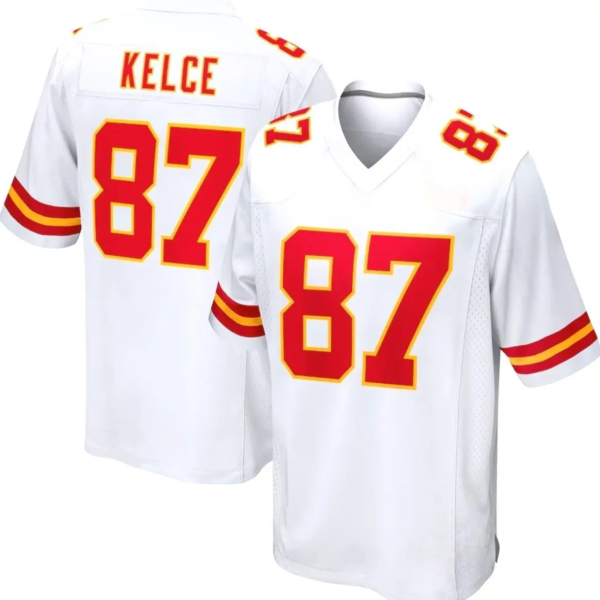 Unisex Football inspired by Kelce 87 Kansas City Home Team Game Player Jersey - White