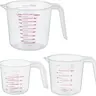 Kitchen Measuring Cup Set, 3-Piece 1–4 Cup Grip-Easy Handle Durable Utensils - Accurate Transparent Eco-Friendly Plastic, 250ml/1cup, 500ml/2cup, 1000ml/4cup-16oz, No Battery, Sturdy Refillable for Baking, Cooking