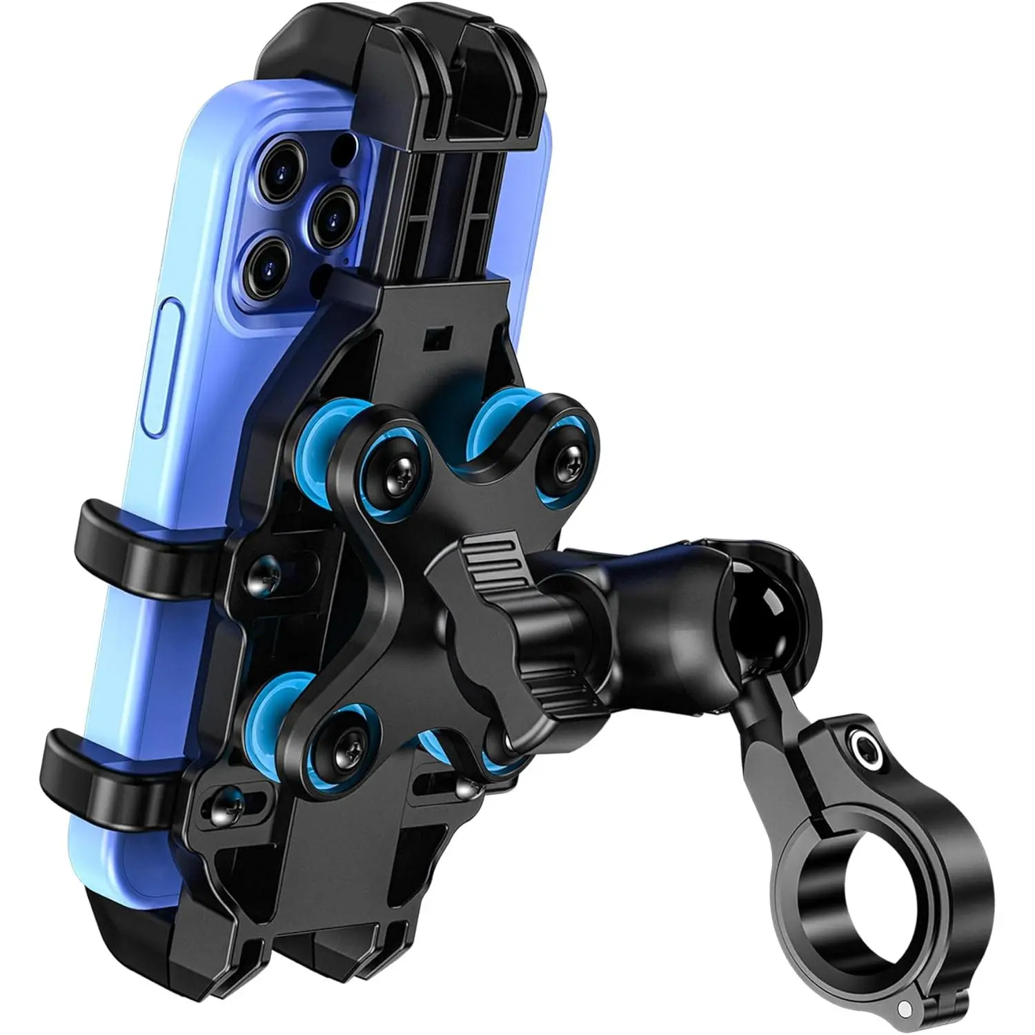Phone Mount with Vibration Dampener, Anti-Shake  Phone Holder with  Alloy Handlebar Clamp, One-Handed Operation  Cellphone Mount Fit for 5.4"-7.2" Smartphone