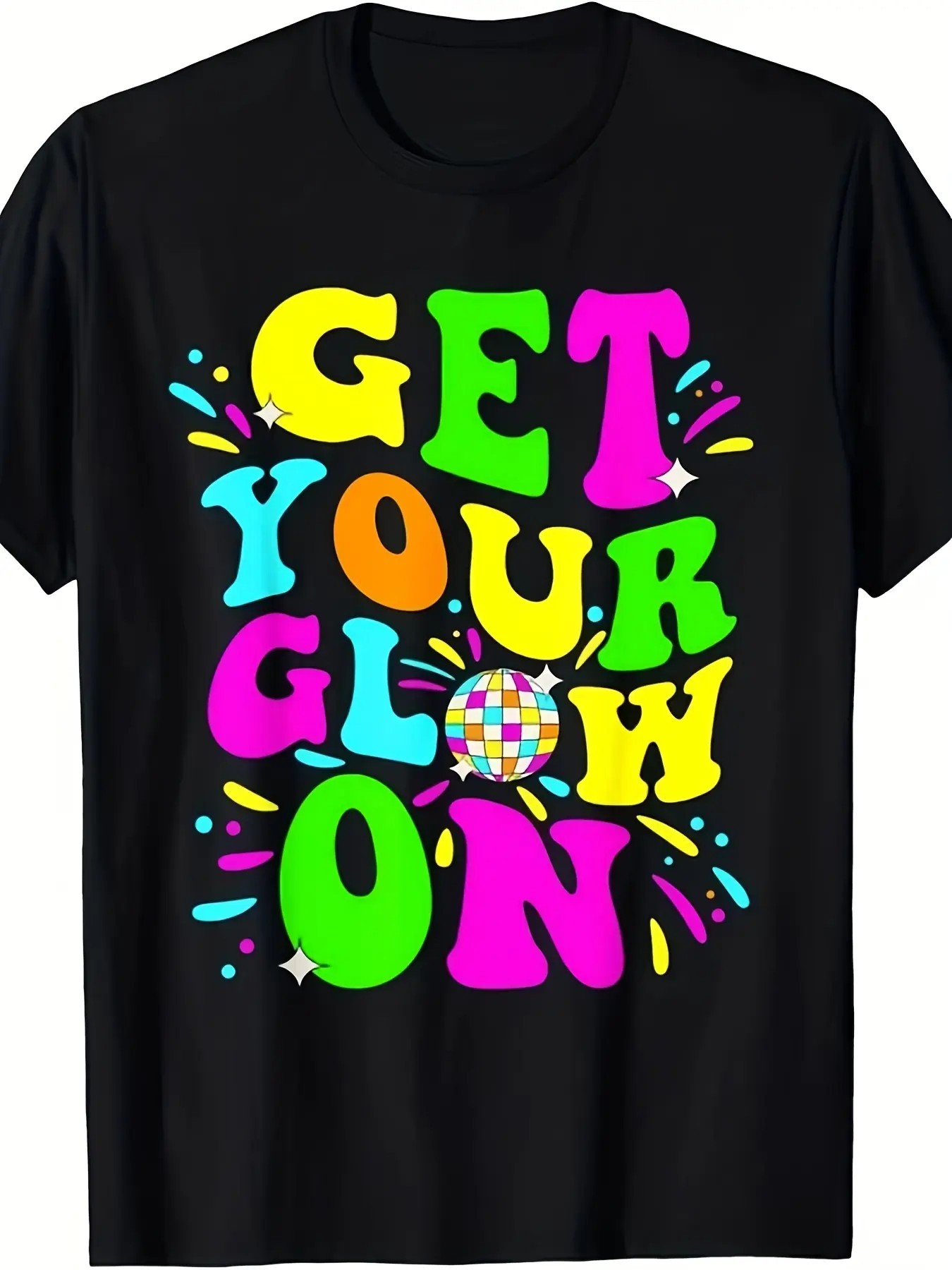 Men'S Neon Glow Party T-Shirt - Retro 80S Inspired unisex soft cotton short sleeve t shirt, vintage graphic casual tee for men women teens, perfect birthday holiday gift for camping travel gym daily street casual wear