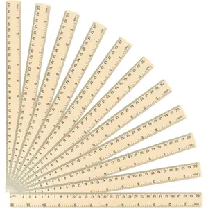 24 Pack Wooden Rulers 12inch/30cm Bulk, Wood Measuring Rulers 2 Scale for Kids Students Office Classroom Back to School Supplies 2 Scale (30 cm)