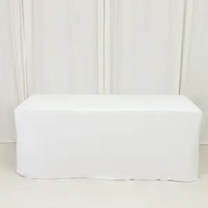 Scuba Rectangular Fitted Tablecloth 6ft White – Wrinkle-Free, Stain Resistant
