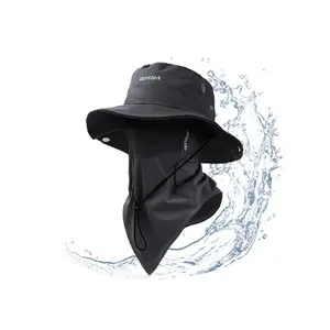 2pcs Wide-Brimmed Sun Hat, Fishing Hat for Beach, Hiking, Camping, with Cooling Silk Mask, Protects From Mosquitoes, Hat + Mask Set