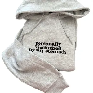 Personally Victimized by my Stomach Embroidered Hoodie Tops