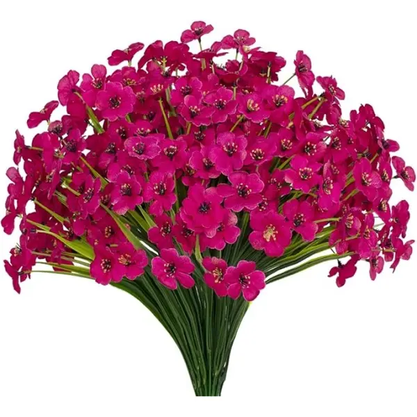 Artificial Flowers, 15 Bundles of Realistic Silk Daffodils, UV Resistant & No Fade Outdoor Decorative Plastic Shrubs for Garden Decor (Fuchsia), Artificial Flower Bouquet