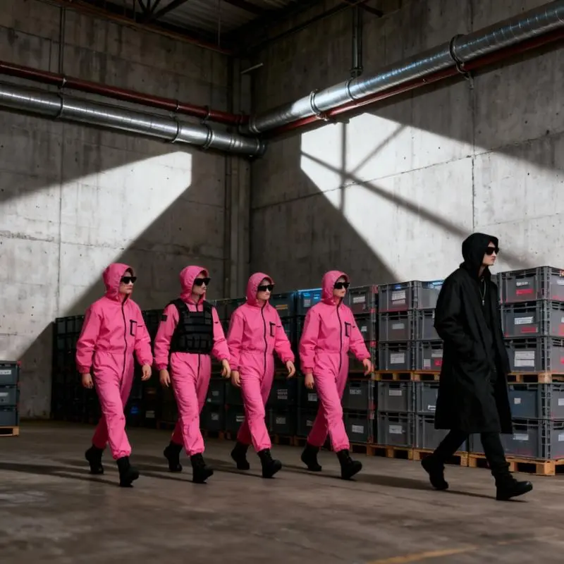 Mask as a Gift��Squid Game Clown Themed Cosplay Costume: Full Set with Jumpsuit, Gloves & Mask (For Adults and Kids, Halloween Use) Mask as a Gift��Squid Game Clown Themed Cosplay Costume: Full Set with Jumpsuit, Gloves & Mask (For Adults and Kids, Halloween Use)