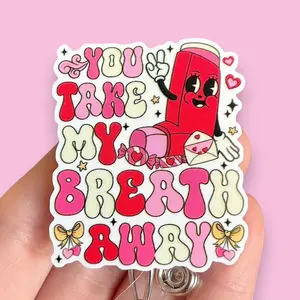 Glitter My Badge Respiratory therapy Valentine’s Day nurse badge reel for nurse and hospital workers. Badge clip Badge pull - Retractable swivel clip with a 360 rotation. Great gift for coworker.