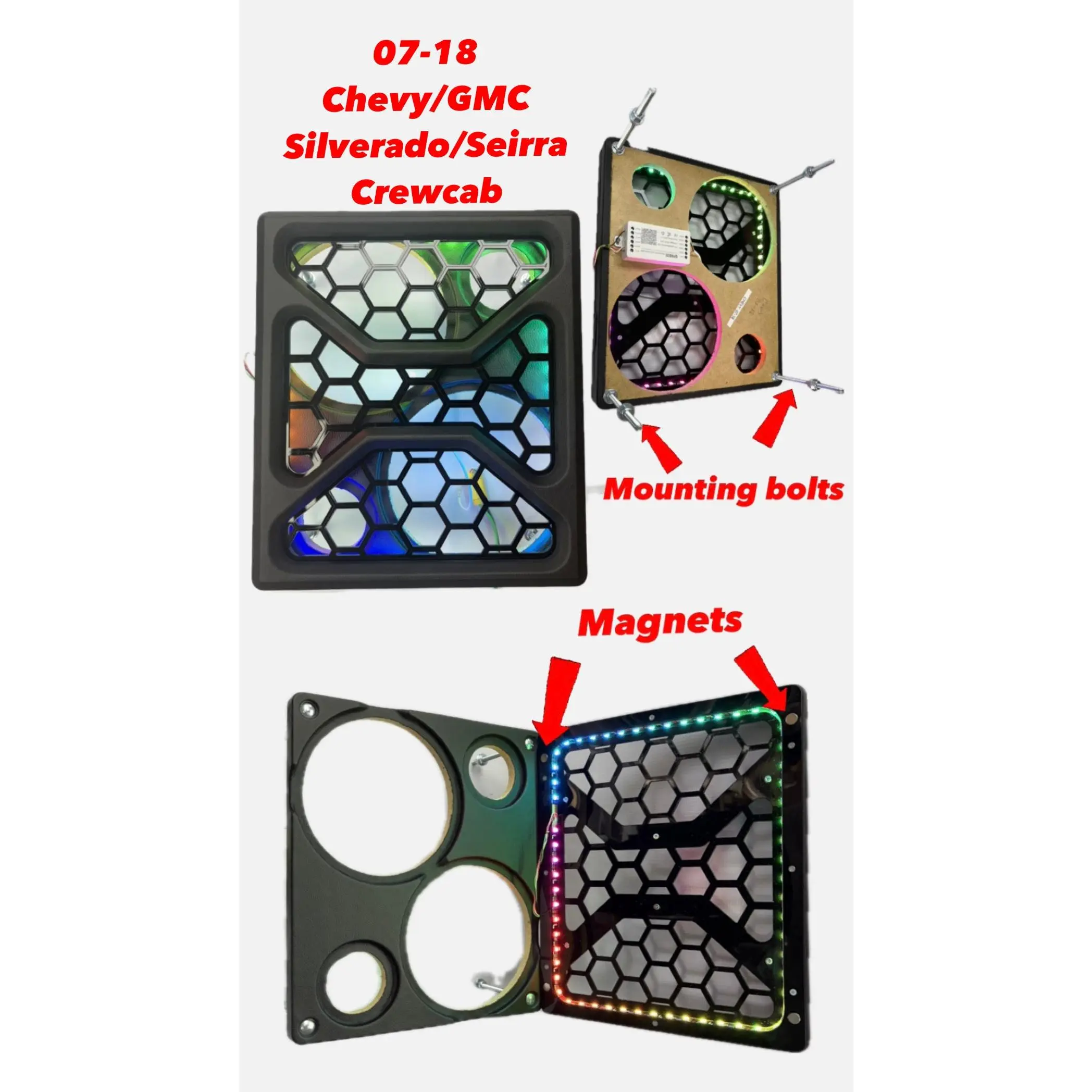 2014-2025 Chevy Silverado GMC Sierra cup holder panel speaker pod with Custom Cover plate speaker pods 2014-2025 Chevy Silverado GMC Sierra cup holder panel speaker pod with Custom Cover plate speaker pods