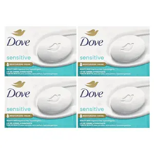 Dove Beauty Bar Soap, Sensitive Skin, Fragrance Free, 4 Bars, 3.75 oz (106 g) Each