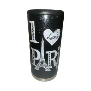Maas Skinny Can Koolie in Black Glitter.  Drinkware summer can coolie