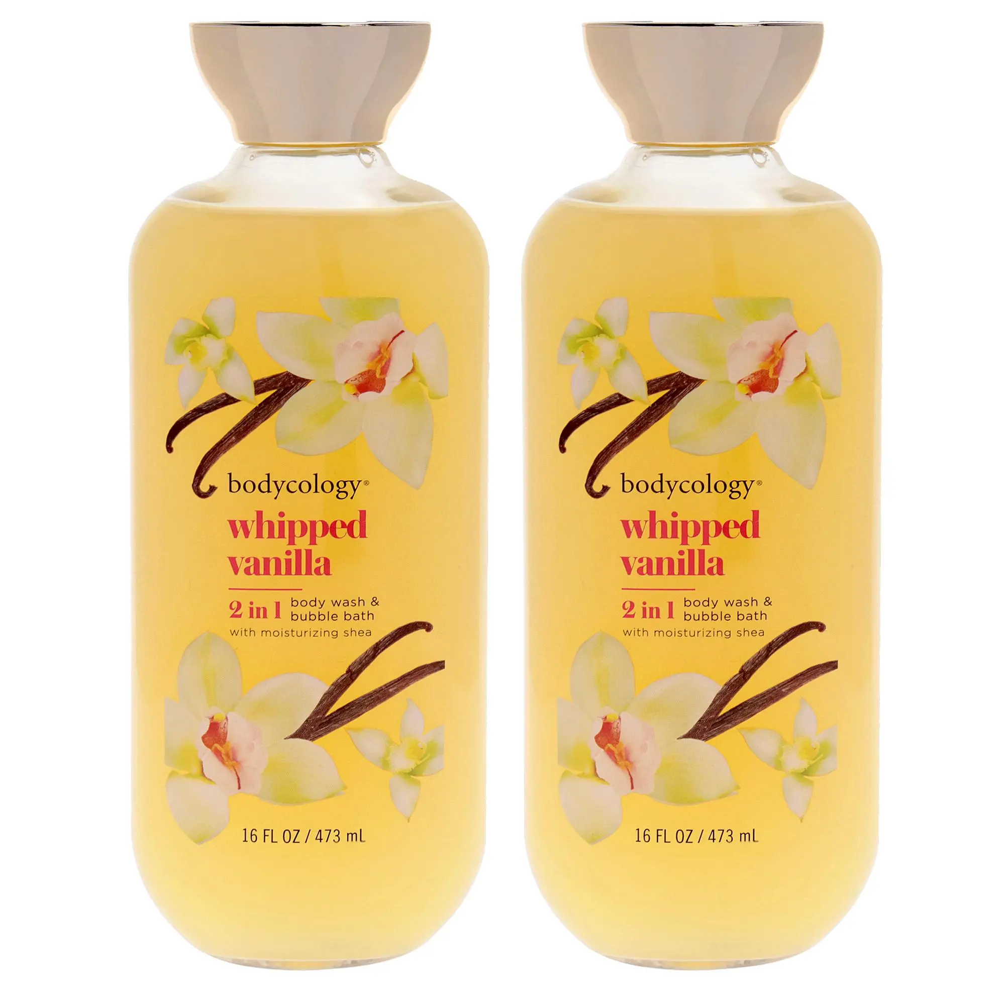 2 in 1 Body Wash and Bubble Bath - Whipped Vanilla by Bodycology for Women - 16 oz Body Wash - Pack of 2