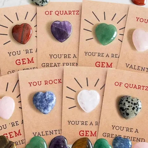 24-Pack Heart-Shape Gem Accents Make Cards Special Valentine's Day Cards - Great Friend Gift for Boys, Festive Classroom School Party Favors (Home & Festive Party Supplies)