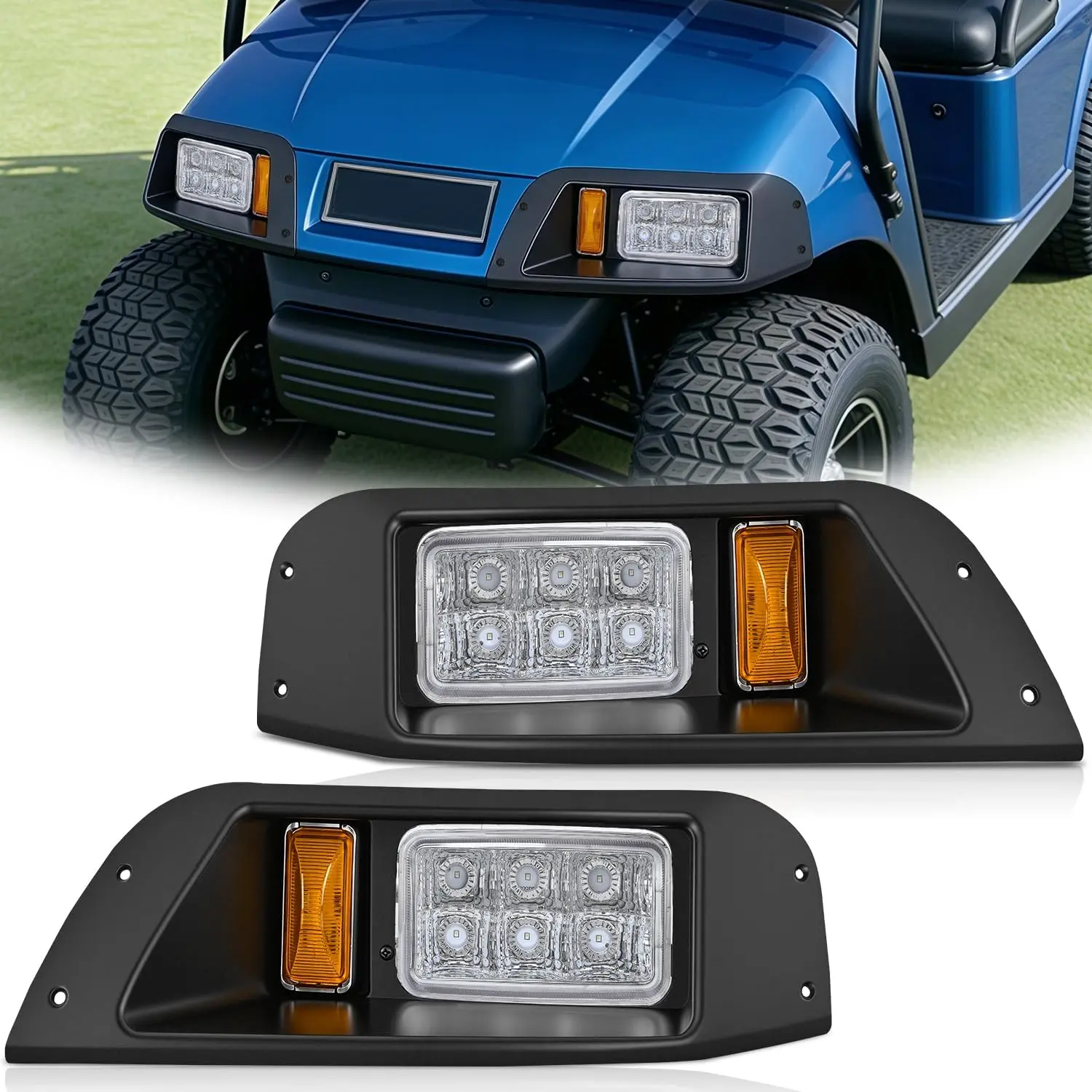 Nilight 2PCS Golf Cart LED Headlights with Turn Signals, Plug-and-Play for 1996-2013 EZGO TXT Electric Cart, High Brightness, Waterproof Housing, Durable, Shock Resistant, Easy Installation Running Light