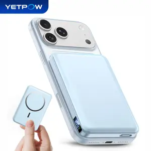 YETPOW Magnetic Portable Charger Power Bank, 10000mAh Wireless Charger with LED Display, USB-C PD 20W Fast Charging Magnetic Phone Charger, Compatible with MagSafe iPhone 17/16/15/14 Series, W12