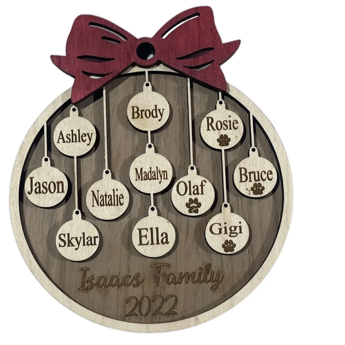 Personalized Family Christmas Ornament, 1-15 names family ornament, Holiday Ornament, Christmas Family Ornament Decoration, Wooden Ornament Tree Gift