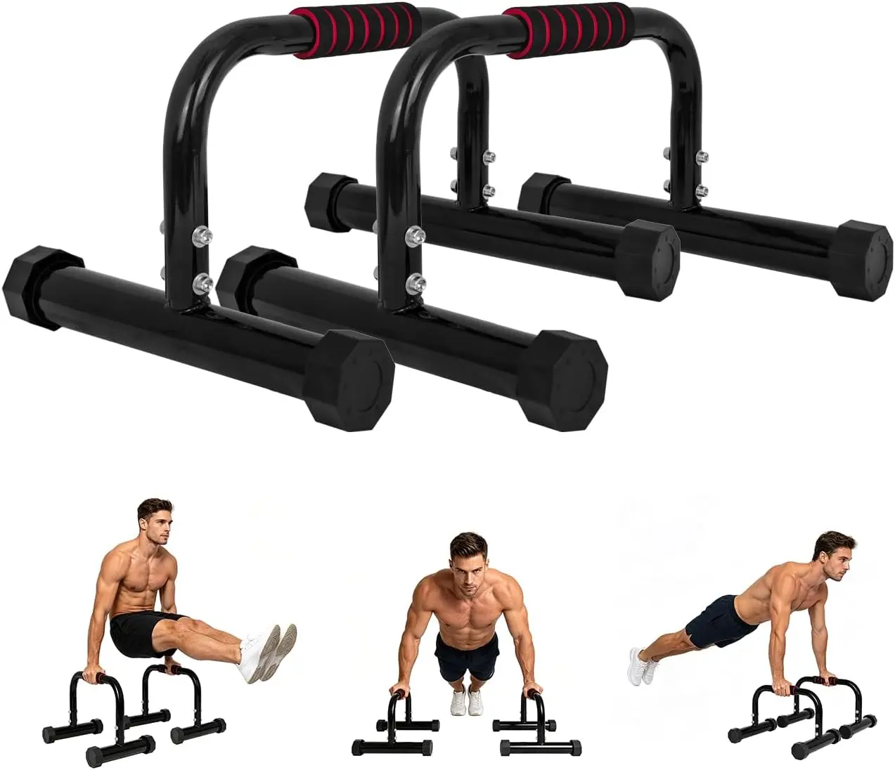 Sturdy Heavy-Duty Steel Frame Dip Bars for Home Gym, 1200 lb Capacity Portable Fitness Equipment for Fitness Enthusiasts’ Upper Body Workout, 5-Minute Quick Assembly Stand for Garage, Outdoors, Push Up Board, Pull Up Station, Grip Handle, Eco-Friendly