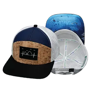 Cabo Hat - Flat Bill - Cork - Black / Navy / White - Jersey Mesh