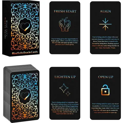 48 Tarot Cards Set, 13x8cm Mind Info Oracle Deck, Spiritual Insight, Intuition, Inner Wisdom, Hidden Truth & Guidance Tools for Personal Growth, Life & Career Decisions, Daily Readings, Perfect Gift Idea Card Games