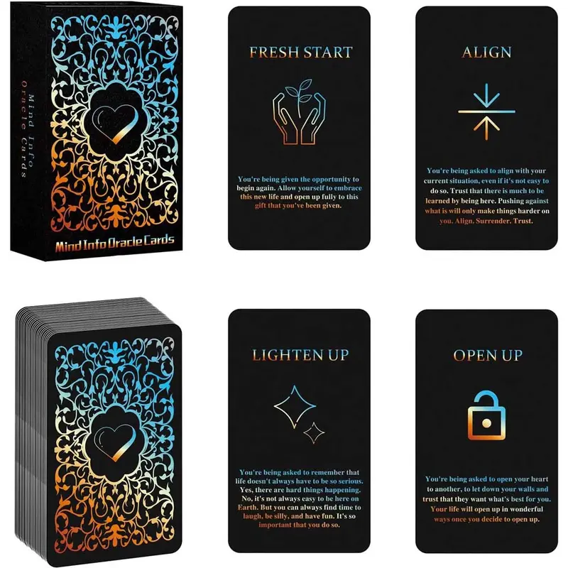48 Tarot Cards Set, 13x8cm Mind Info Oracle Deck, Spiritual Insight, Intuition, Inner Wisdom, Hidden Truth & Guidance Tools for Personal Growth, Life & Career Decisions, Daily Readings, Perfect Gift Idea Card Games