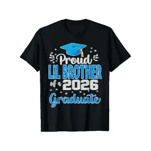teen clothes Proud Lil Brother of a 2026 Graduate Graduation T Shirt Relaxed Fit, Short Sleeve, Casual, Breathable, Soft, Summer Spring Fall Essential - Unique Gift Idea for Men, Humorous Tops for Birthday, Holiday, or Casual Attire