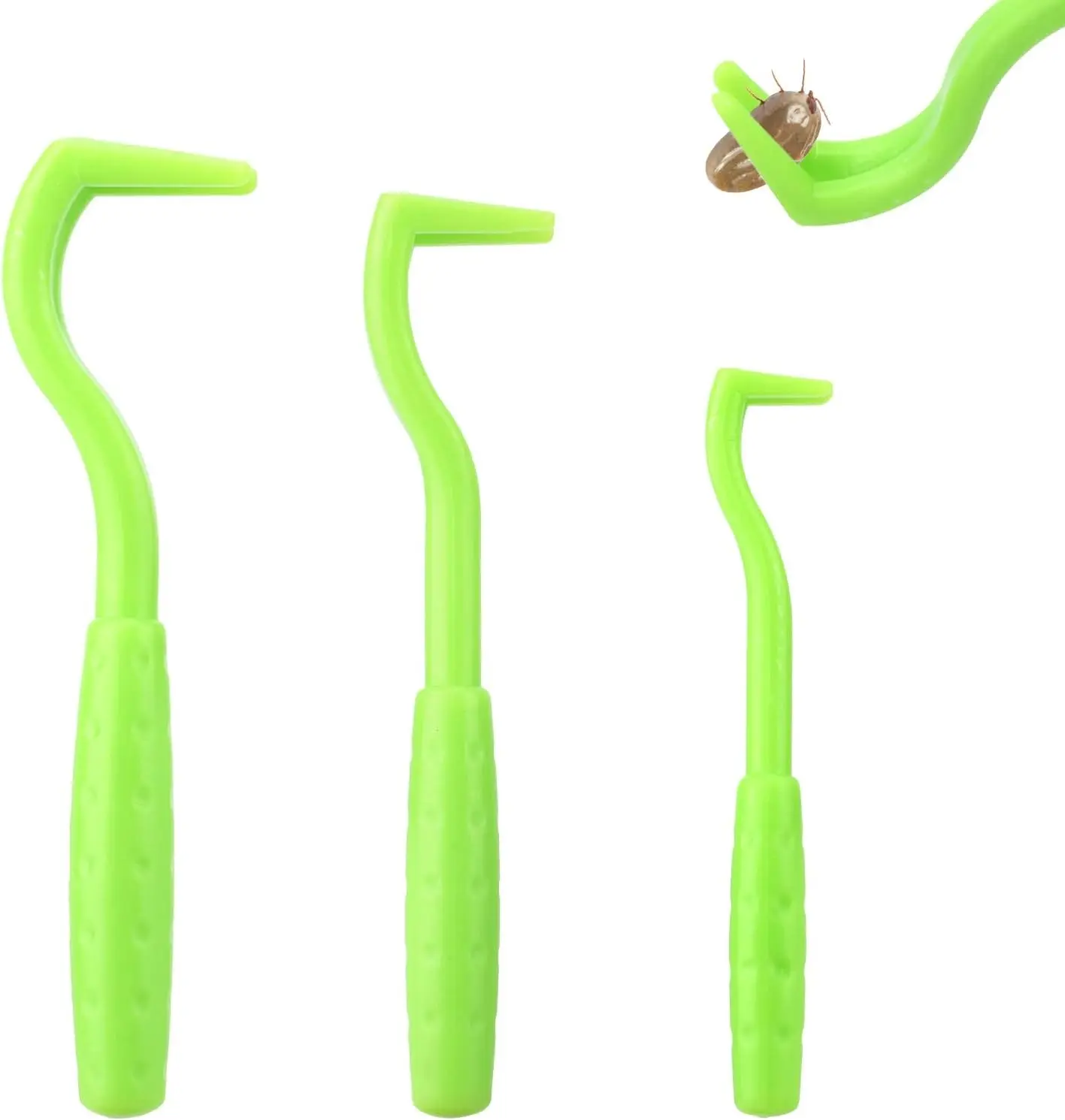3pcs Tick Remover Tool Kit 3 Sizes Green Plastic Painless Tick Puller Twister Tweezers Safe & Easy Remover Tools for Dogs Cats Horses and Humans