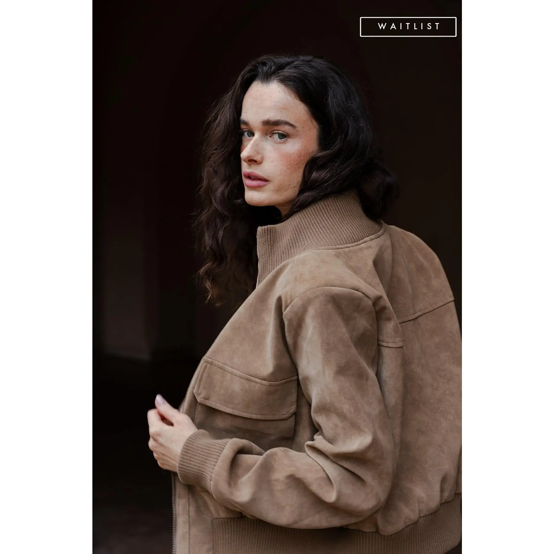 Waitlist 11/5 • Valentina Long Sleeve Zip Up Faux Suede Bomber Jacket Mocha