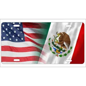 American and Mexican flag personalized custom novelty license plate decorative aluminum vanity front plate
