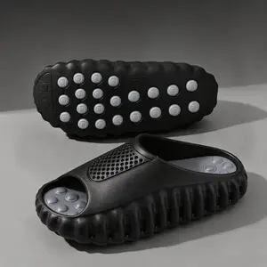 Unisex thick-soled cloud slides with drainage holes, non-slip quick-dry shower slippers, open-toe sandals for men and women—suitable for indoor/outdoor use in bathrooms, on the beach, at pools, and at gyms.,summervibes