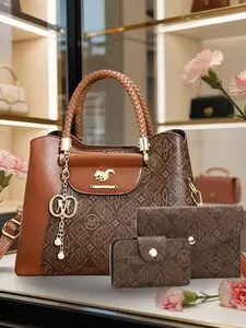 3-piece bag set for women - patterned handbag, tote bag for work or dating, large-capacity women's bag, birthday gift, single-shoulder crossbody bag. Three-piece set, Mother's Day gift for mom, Women's Day gift for women, Valentine's Day gift for wife.