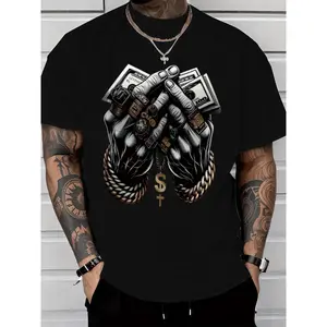 Comfort-Fit Cotton Tee – Men’S Crew Neck T-Shirt Featuring Trendy Dollar & Rings Graphics