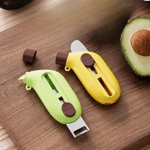Banana Peeler Multifunctional Portable Mini Three in One Peeler Box with Expandable Stainless Steel Peeler