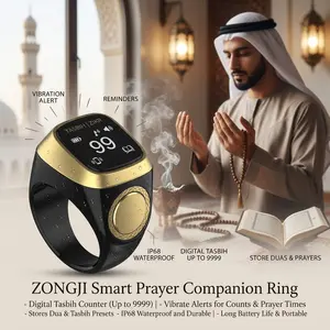 2026 Smart Zikr Ring Praise Tasbih Tally Electronic Digital Counter for Muslims Prayer Time Vibration Reminder Waterproof