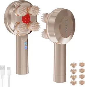 COMFIER Handheld Scalp Massager Hair Growth,Cordless Hair Head Massager with 3 Modes & 8 Silicone Claws,IPX7 Waterproof Body Massager for Stress Relax,Pet Massage,Head Scratcher,Gifts Men,Women(Gold)（Black）