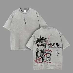 Eren Yeager Attack on Titan Vintage Washed Oversized T-Shirt Heavyweight Cotton Anime Graphic Tee Premium Retro Streetwear Apparel Gift for Fans