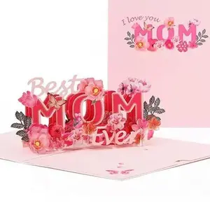 Mother's Day Pop Up Card - Best Mom Ever, 3D Greeting Card for Thanksgiving, Mother’s Day & Birthday