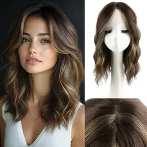 12Inch Wavy Hair Topper for Women, Hair Pieces Natural Looking Synthetic Wavy Clip in Topper, Volume Booster Wiglet for for Women with Thinning Hair Perfect for Daily Using/Party