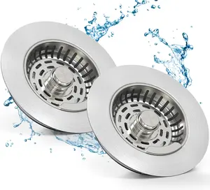 3-in-1 Kitchen Sink Drain Strainer Stainless Steel 304 Quality Deodorizing Anti-Clog Basket for US Standard 3-1/2 Inch Drains Easy Pop-Up Design Durable & Rust-Resistant Cleaning