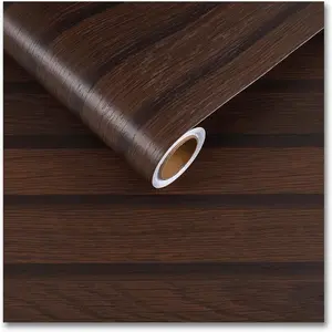 12" x 80" Dark Brown Wood Slat Wallpaper Peel and Stick – Rustic Walnut Wood Grain Self Adhesive Contact Paper, Removable Faux Wood Panel Vinyl Wrap for Kitchen, Bedroom, Cabinets & Shelves