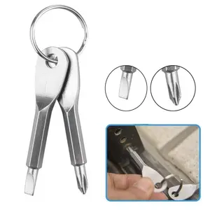 Mini Tape Measure Keychain + Phillips Cross Screwdriver Set, Durable Metal Edc Tool for Daily Use & Party Gifts, Portable Outdoor Multi-Tool